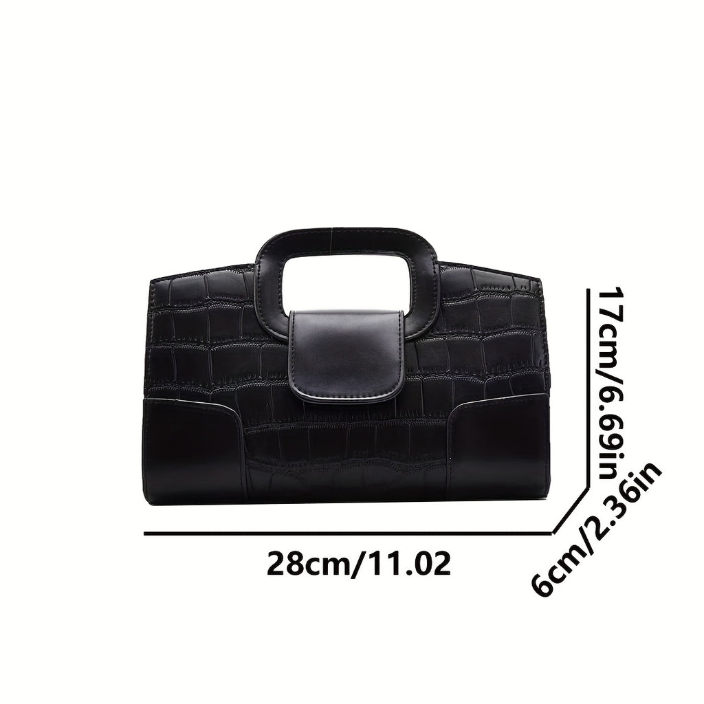 A Brown Women's Bag, 2026 Spring/Summer New Style, Featuring Crocodile-embossed Patterns. Available as a Clutch, Handbag, Shoulder Bag, Crossbody Bag, or Small Purse. Elegant and Sophisticated, Suitable for Evening Events. Comes with a Chain Shoulder