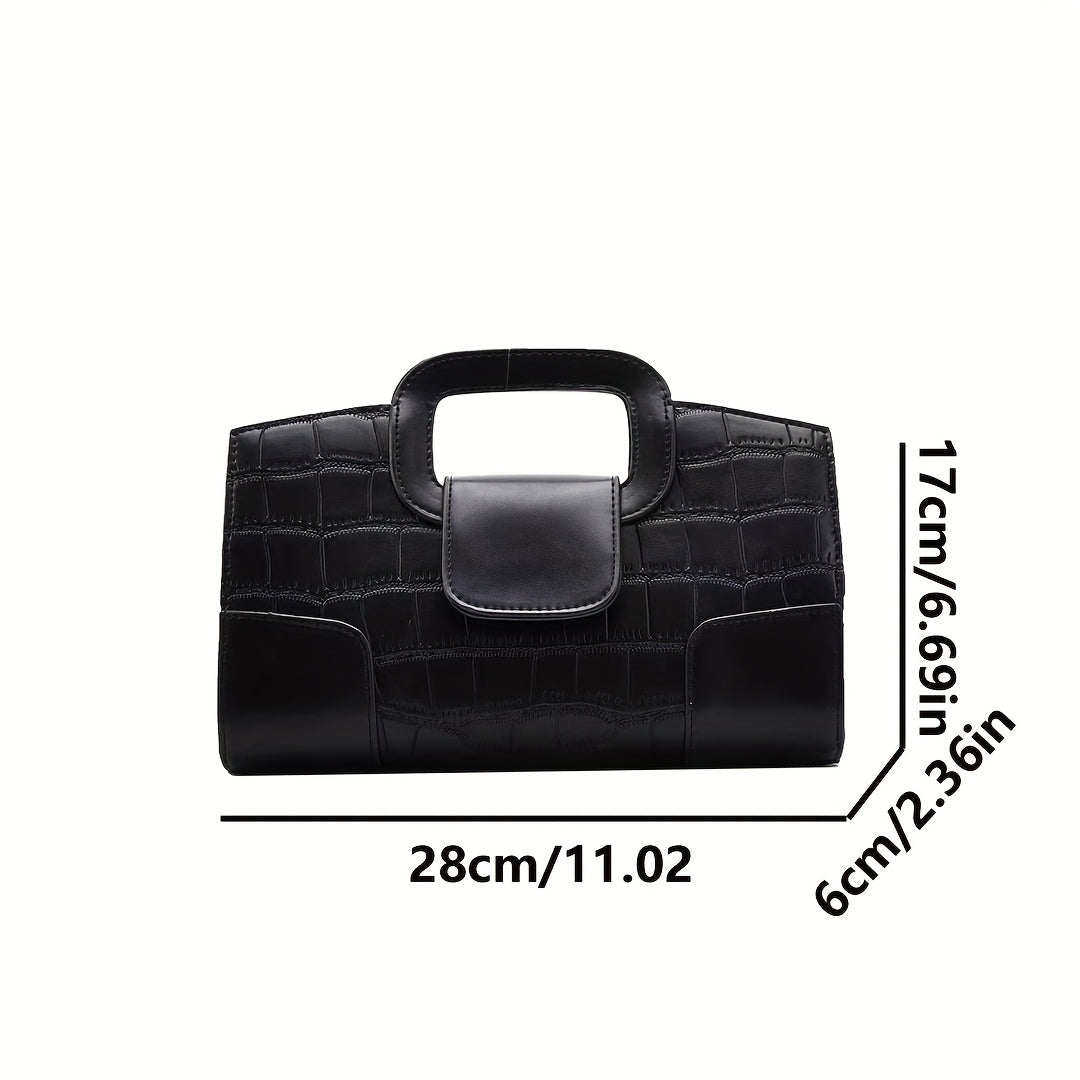 A Brown Women's Bag, 2026 Spring/Summer New Style, Featuring Crocodile-embossed Patterns. Available as a Clutch, Handbag, Shoulder Bag, Crossbody Bag, or Small Purse. Elegant and Sophisticated, Suitable for Evening Events. Comes with a Chain Shoulder