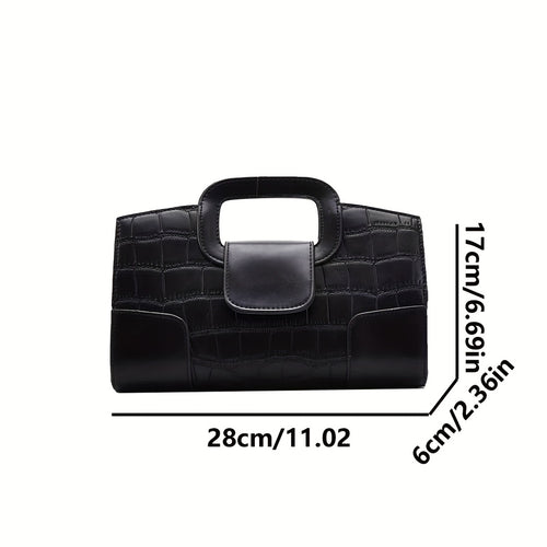 A Brown Women's Bag, 2026 Spring/Summer New Style, Featuring Crocodile-embossed Patterns. Available as a Clutch, Handbag, Shoulder Bag, Crossbody Bag, or Small Purse. Elegant and Sophisticated, Suitable for Evening Events. Comes with a Chain Shoulder