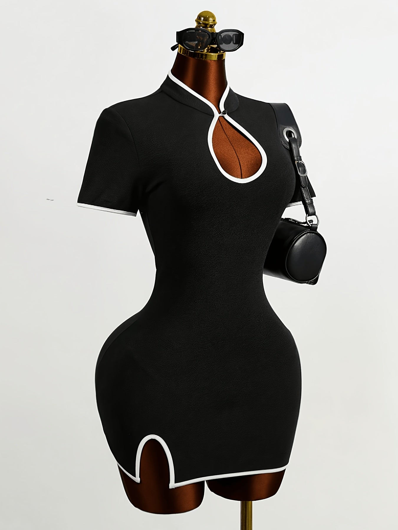 Women's Cheongsam Collar Slim Slit Mini Dress