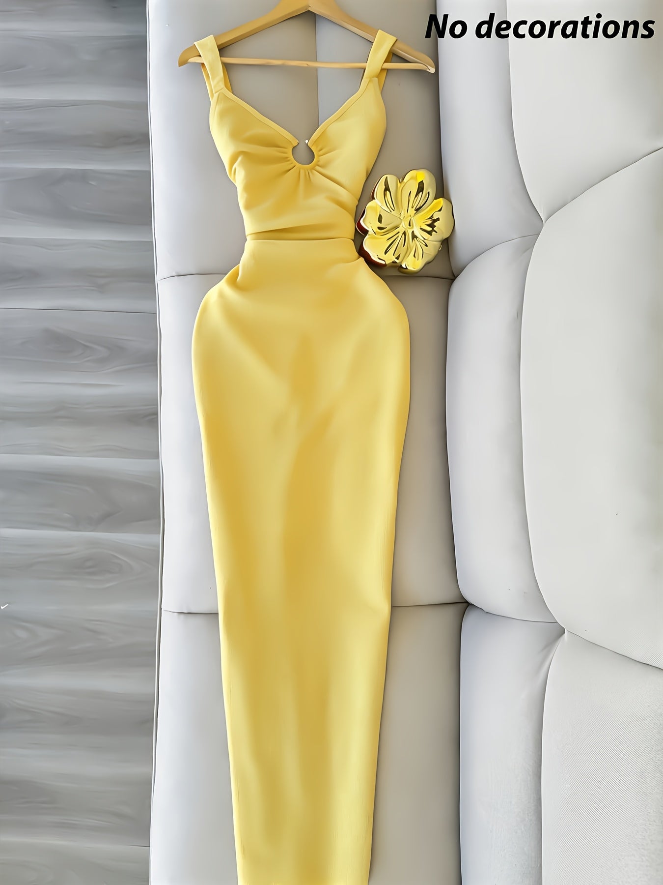 Four Seasons Women'S Dress, Metal Screw Buckle Additions, Suspender Waist-Cinching Split Long Dress, Elegant Party, Suitable for Going Out, Commuting, Parties, Social Events, Vacations, New Year'S Outfit, Valentine'S Day Outfit